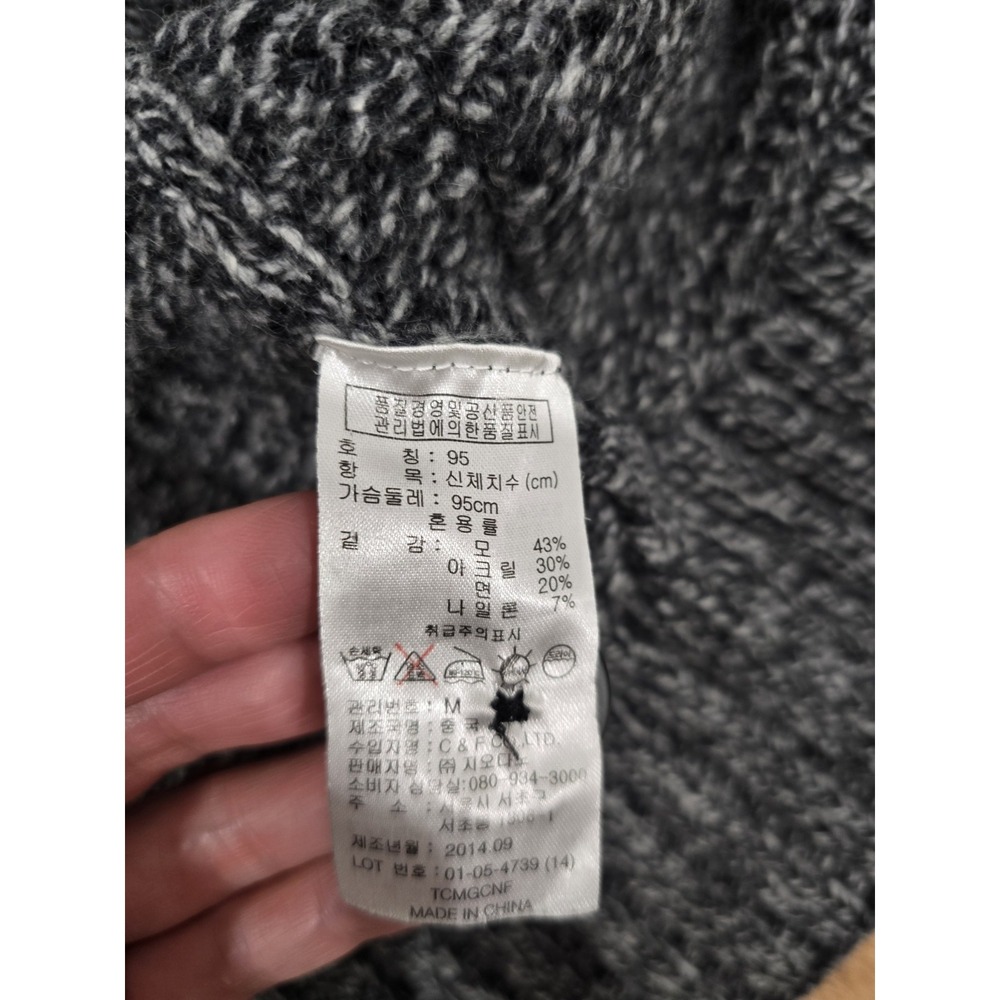 GIORDANO Men's M Cardigan Sweater Grey Melange Wool Blend Stand Collar Knit - Picture 9 of 16